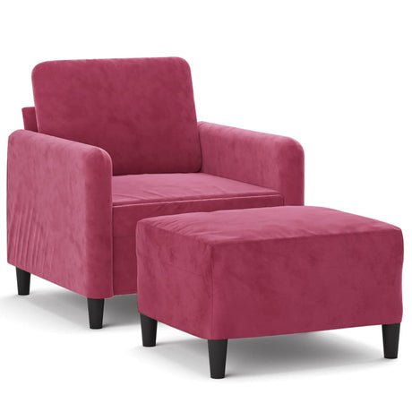 Vidaxl fauteuil met voetenbank 60 cm fluweel wijnrood