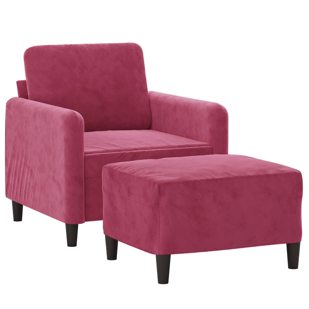 Vidaxl fauteuil met voetenbank 60 cm fluweel wijnrood
