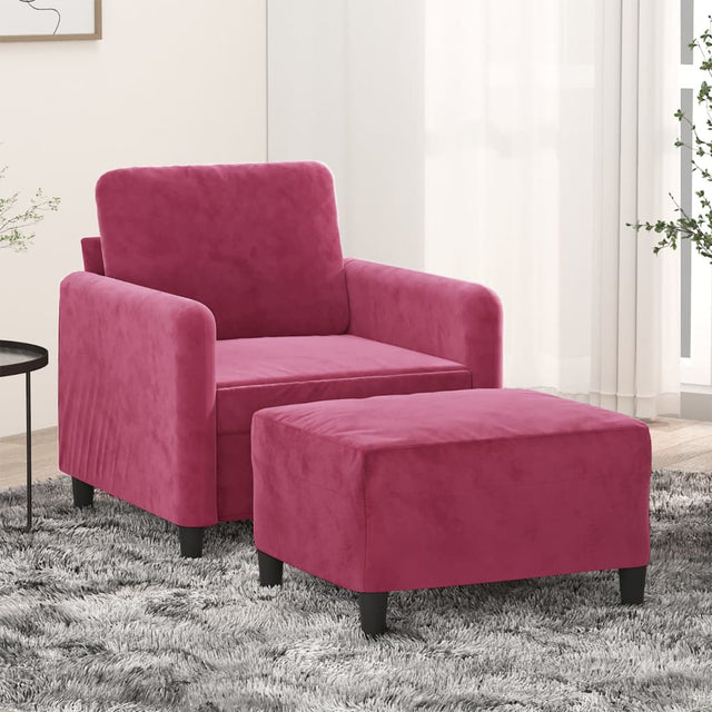 Vidaxl fauteuil met voetenbank 60 cm fluweel wijnrood