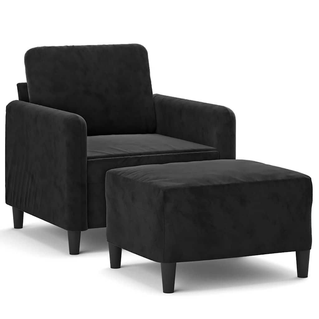 Vidaxl fauteuil met voetenbank 60 cm fluweel zwart