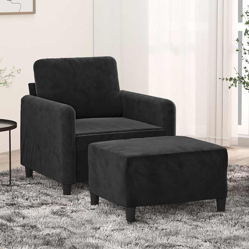 Vidaxl fauteuil met voetenbank 60 cm fluweel zwart