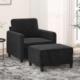 Vidaxl fauteuil met voetenbank 60 cm fluweel zwart
