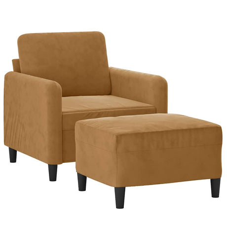 Vidaxl fauteuil met voetenbank 60 cm fluweel bruin