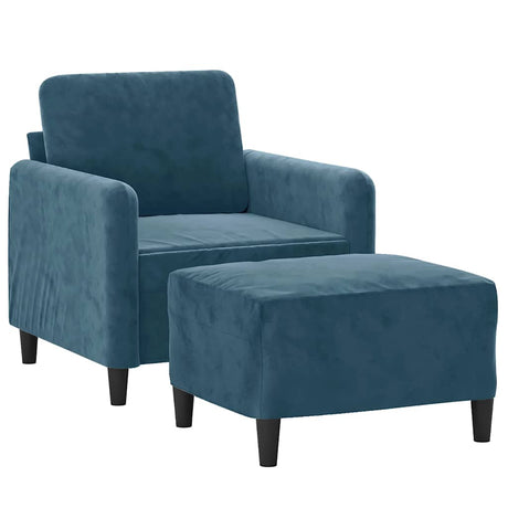 Vidaxl fauteuil met voetenbank 60 cm fluweel blauw