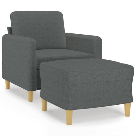 Vidaxl fauteuil met voetenbank 60 cm stof donkergrijs