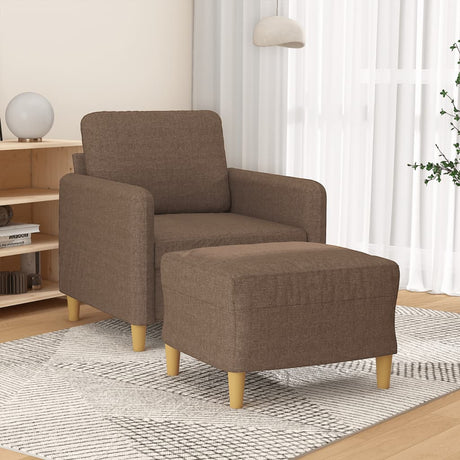 Vidaxl fauteuil met voetenbank 60 cm stof bruin