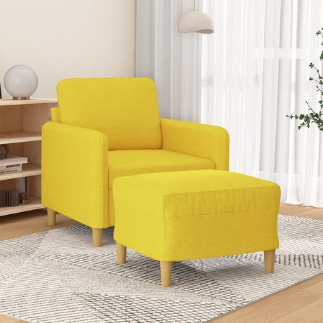 Vidaxl fauteuil met voetenbank 60 cm stof lichtgeel