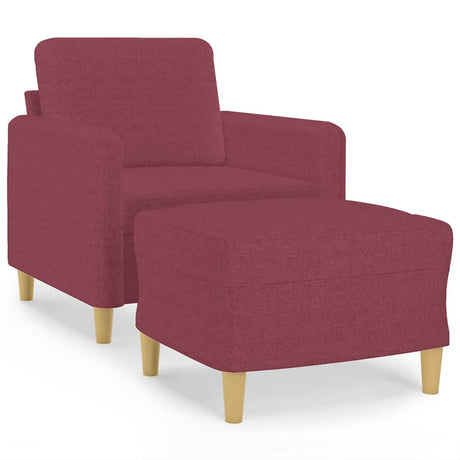 Vidaxl fauteuil met voetenbank 60 cm stof wijnrood
