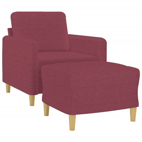 Vidaxl fauteuil met voetenbank 60 cm stof wijnrood