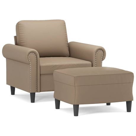 Vidaxl fauteuil met voetenbank 60 cm kunstleer cappuccinokleurig
