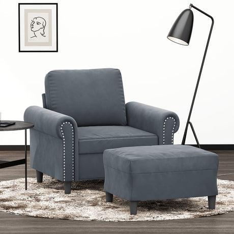 Vidaxl fauteuil met voetenbank 60 cm fluweel donkergrijs