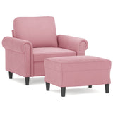 Vidaxl fauteuil met voetenbank 60 cm fluweel roze