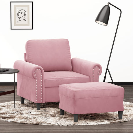 Vidaxl fauteuil met voetenbank 60 cm fluweel roze