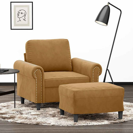 Vidaxl fauteuil met voetenbank 60 cm fluweel bruin