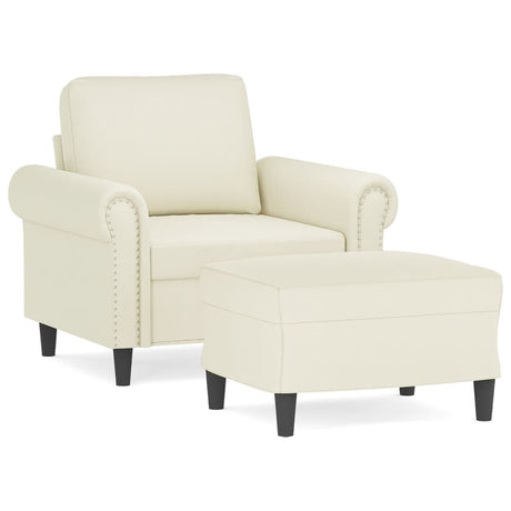 Vidaxl fauteuil met voetenbank 60 cm fluweel crèmekleurig