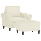 Vidaxl fauteuil met voetenbank 60 cm fluweel crèmekleurig