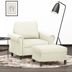Vidaxl fauteuil met voetenbank 60 cm fluweel crèmekleurig