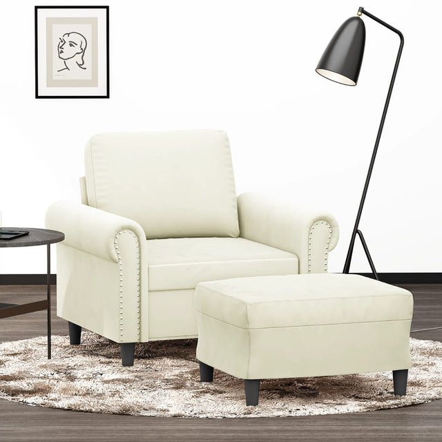 Vidaxl fauteuil met voetenbank 60 cm fluweel crèmekleurig