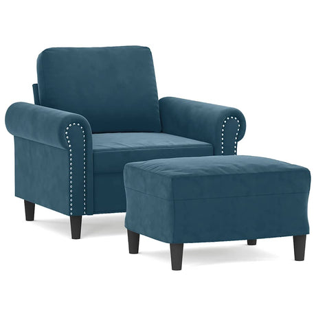 Vidaxl fauteuil met voetenbank 60 cm fluweel blauw
