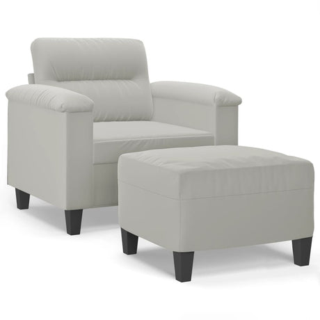 Vidaxl fauteuil met voetenbank 60 cm microvezelstof lichtgrijs