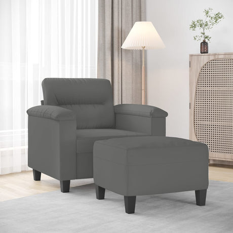 Vidaxl fauteuil met voetenbank 60 cm microvezelstof donkergrijs