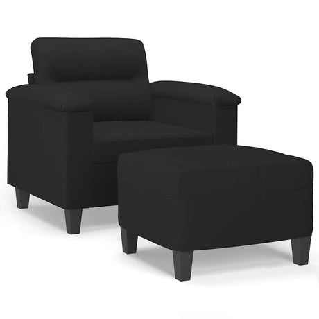 Vidaxl fauteuil met voetenbank 60 cm microvezelstof zwart