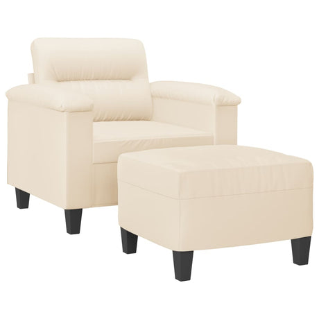 Vidaxl fauteuil met voetenbank 60 cm microvezelstof beige