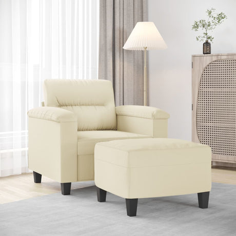 Vidaxl fauteuil met voetenbank 60 cm kunstleer crèmekleurig