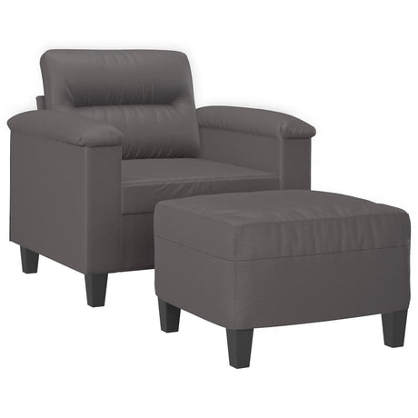Vidaxl fauteuil met voetenbank 60 cm kunstleer grijs