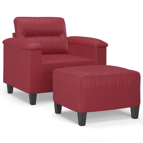 Vidaxl fauteuil met voetenbank 60 cm kunstleer wijnrood