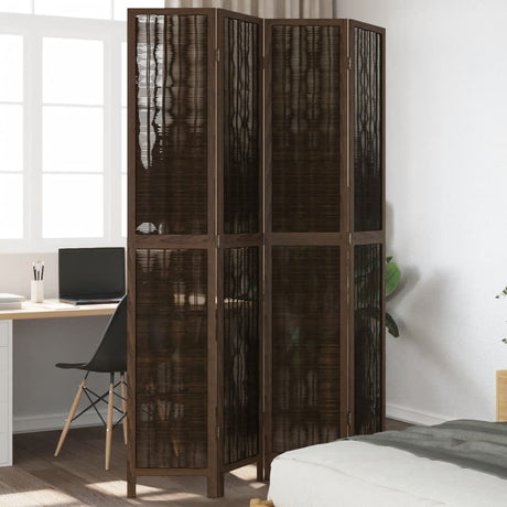 Vidaxl kamerscherm met 4 panelen massief paulowniahout donkerbruin