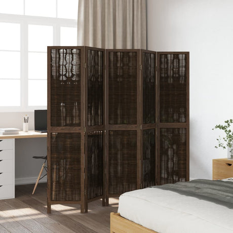 Vidaxl kamerscherm met 5 panelen massief paulowniahout donkerbruin