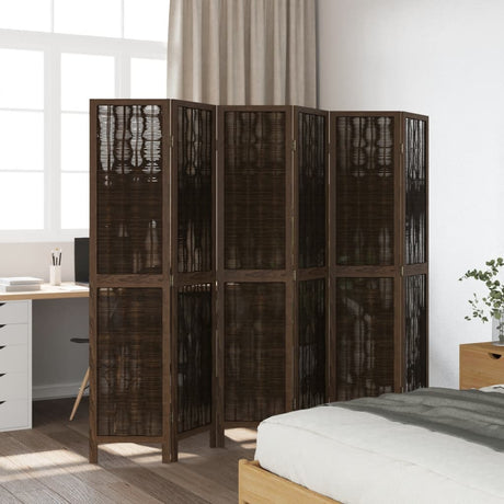 Vidaxl kamerscherm met 6 panelen massief paulowniahout donkerbruin