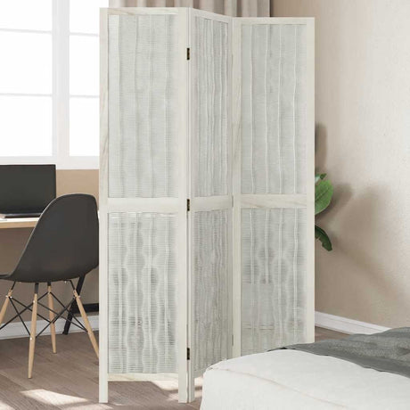 Vidaxl kamerscherm met 3 panelen massief paulowniahout wit