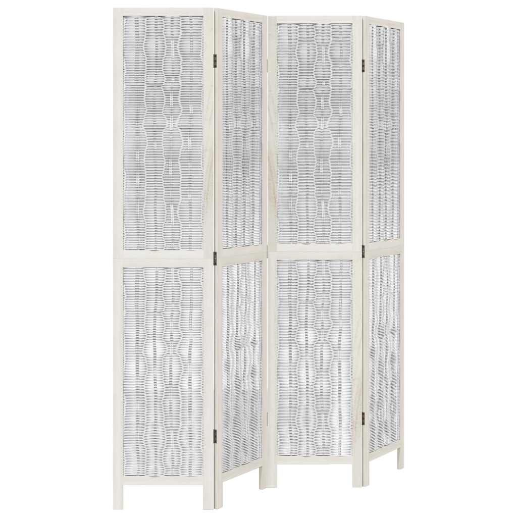 Vidaxl kamerscherm met 4 panelen massief paulowniahout wit