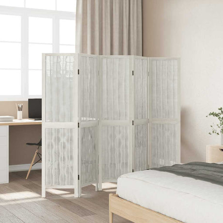 Vidaxl kamerscherm met 5 panelen massief paulowniahout wit