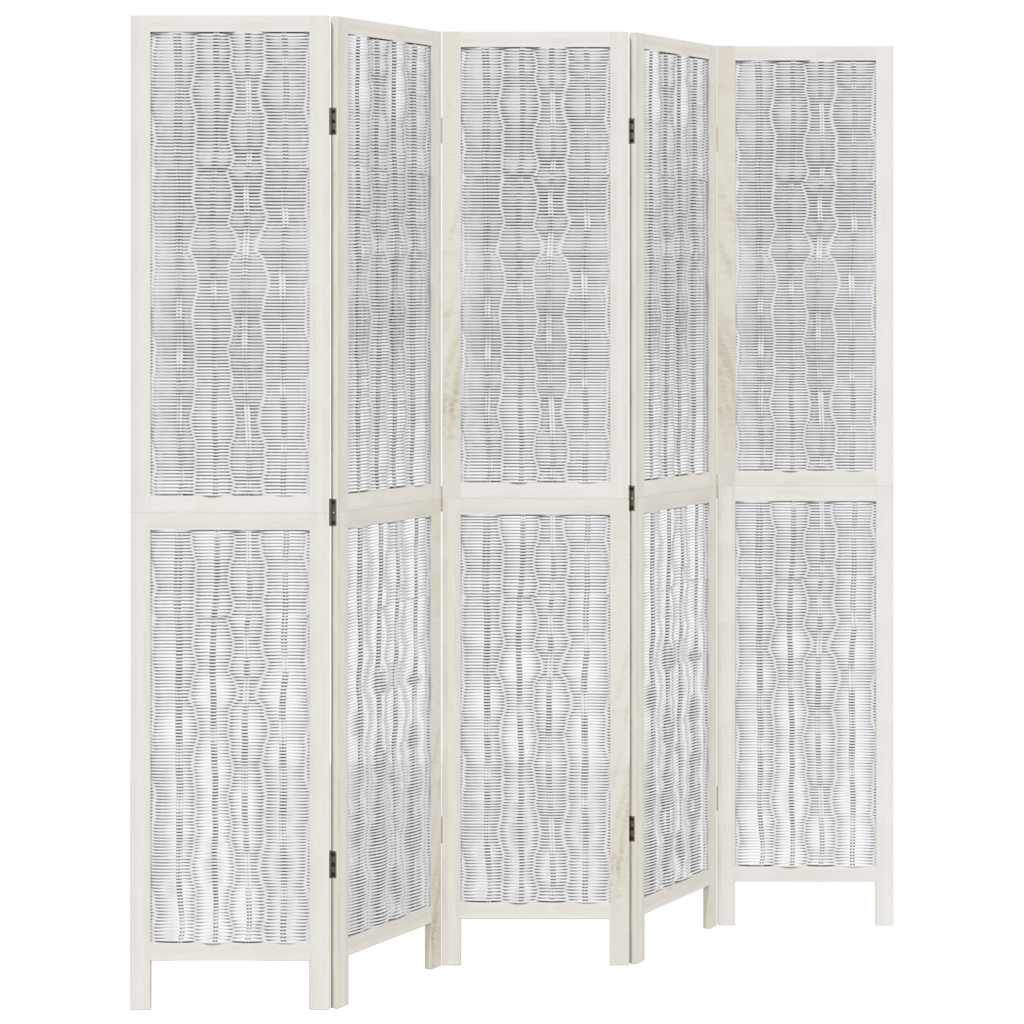 Vidaxl kamerscherm met 5 panelen massief paulowniahout wit