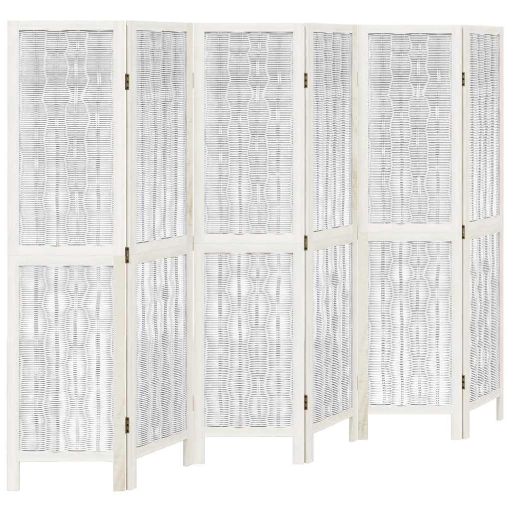 Vidaxl kamerscherm met 6 panelen massief paulowniahout wit