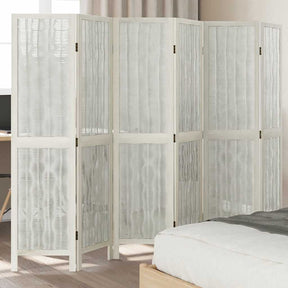 Vidaxl kamerscherm met 6 panelen massief paulowniahout wit