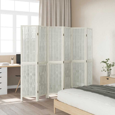 Vidaxl kamerscherm met 6 panelen massief paulowniahout wit