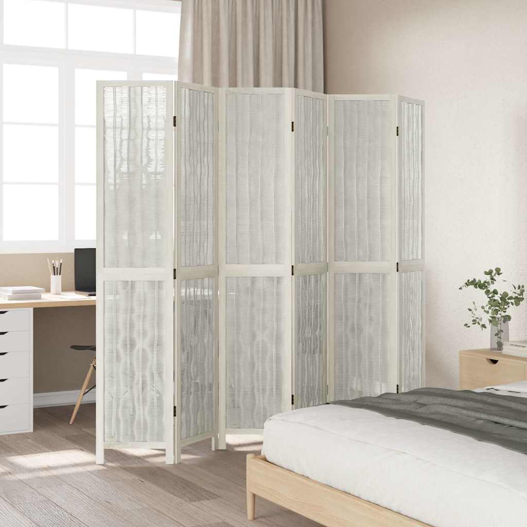 Vidaxl kamerscherm met 6 panelen massief paulowniahout wit