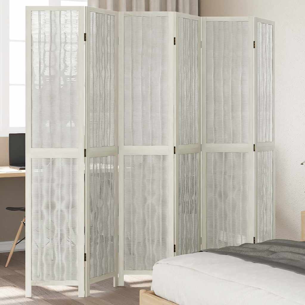 Vidaxl kamerscherm met 6 panelen massief paulowniahout wit