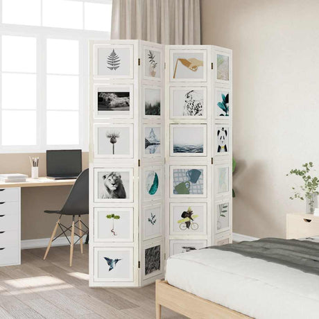 Vidaxl kamerscherm met 4 panelen massief paulowniahout wit