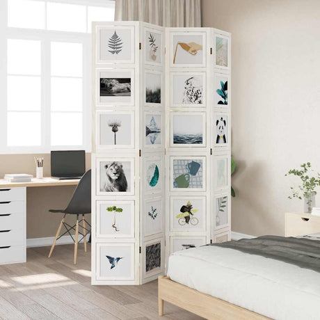 Vidaxl kamerscherm met 4 panelen massief paulowniahout wit