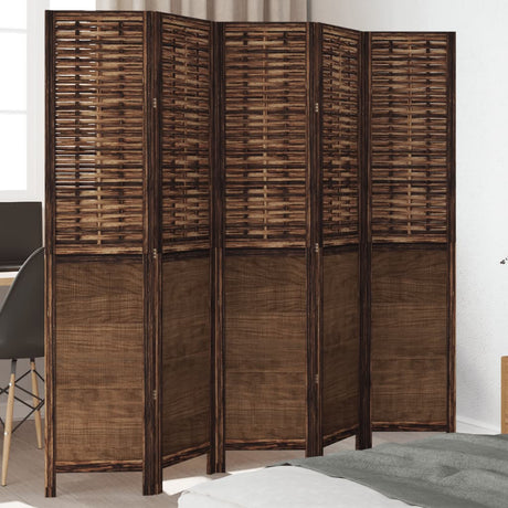 Vidaxl kamerscherm met 5 panelen massief paulowniahout donkerbruin
