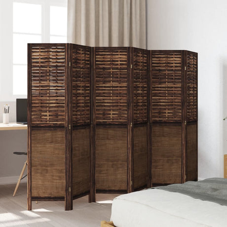 Vidaxl kamerscherm met 6 panelen massief paulowniahout donkerbruin