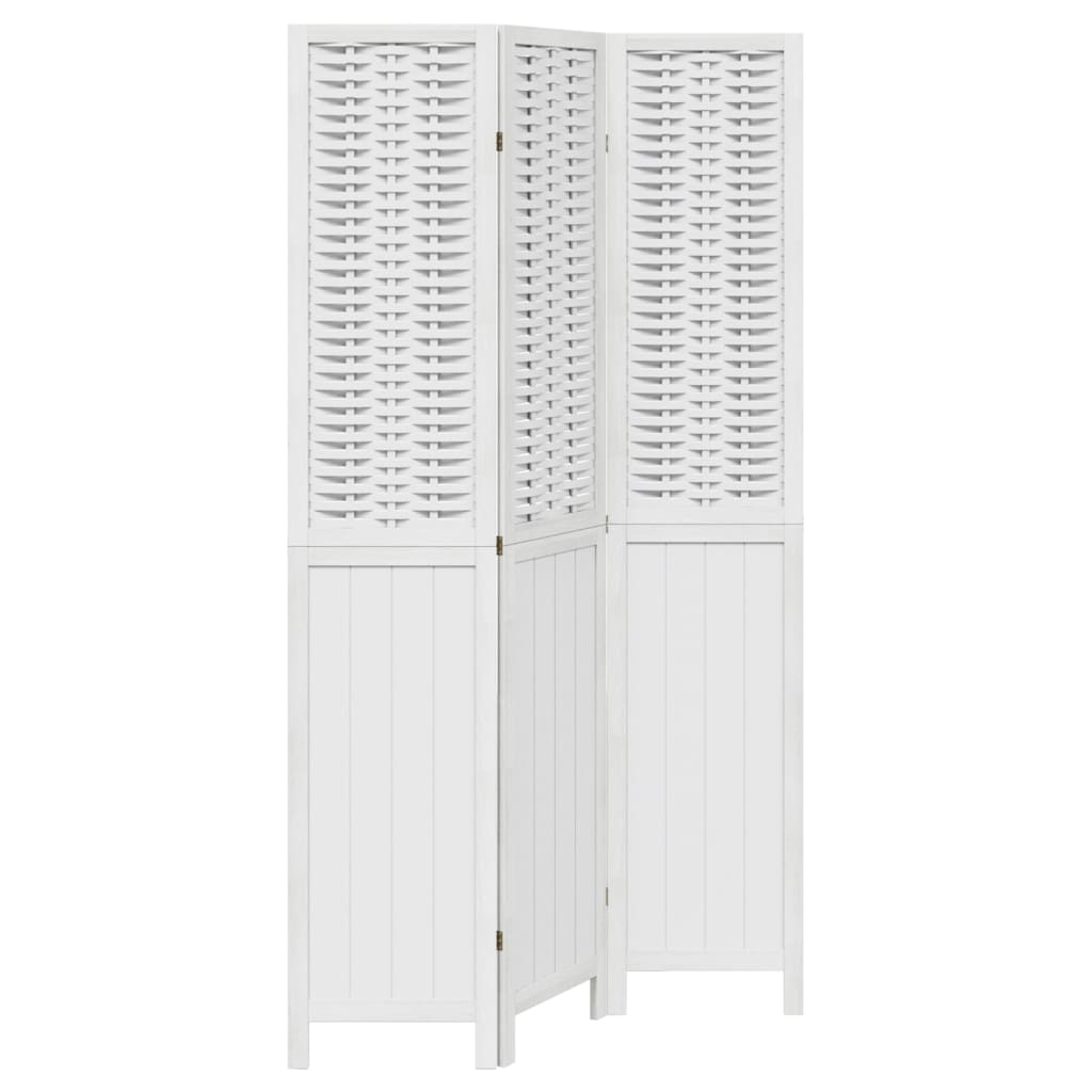 Vidaxl kamerscherm met 3 panelen massief paulowniahout wit