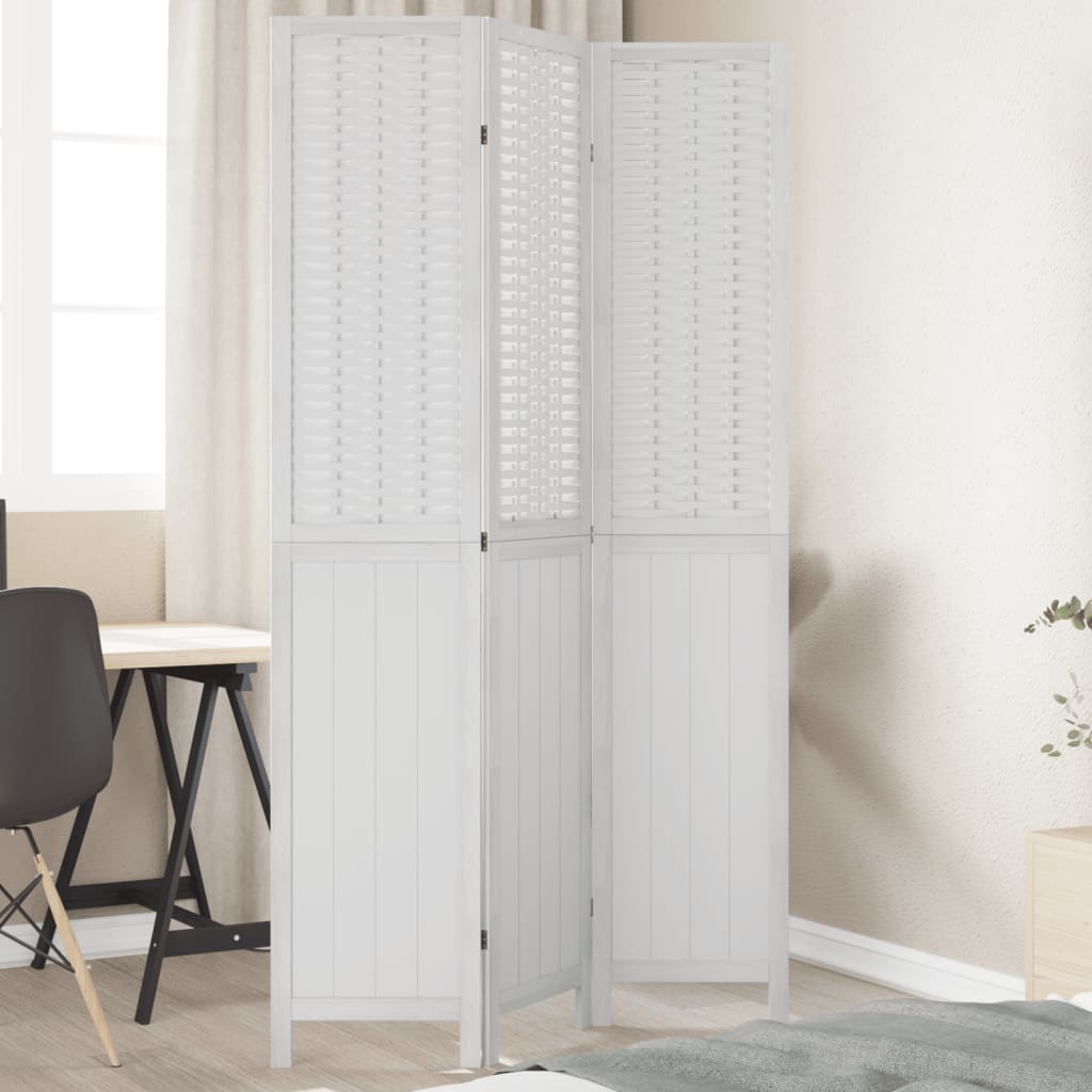 Vidaxl kamerscherm met 3 panelen massief paulowniahout wit