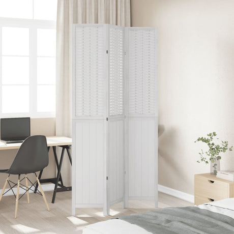 Vidaxl kamerscherm met 3 panelen massief paulowniahout wit