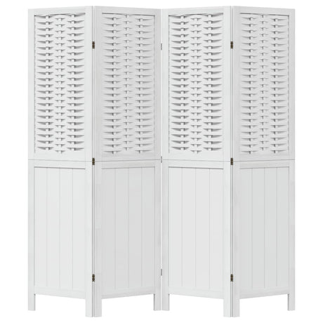 Vidaxl kamerscherm met 4 panelen massief paulowniahout wit